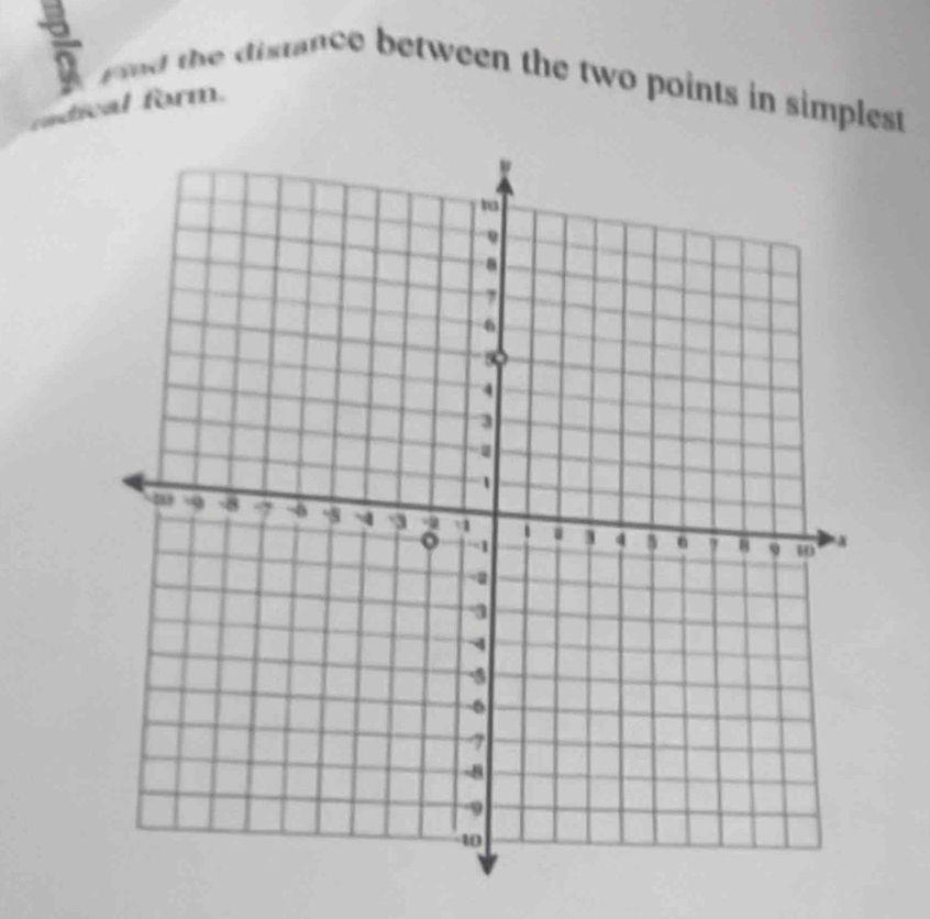 th dirance between the two points in simplest . 
cadical form.