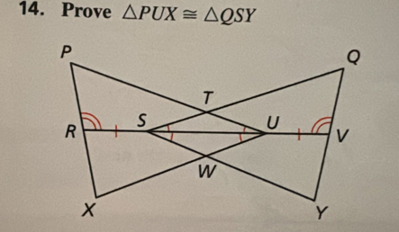 Prove △ PUX≌ △ QSY