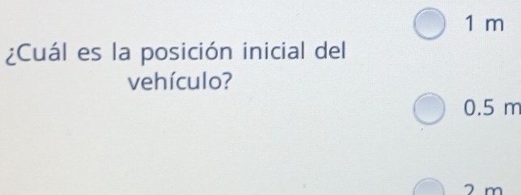 1 m
¿Cuál es la posición inicial del 
vehículo?
0.5 m
2 m