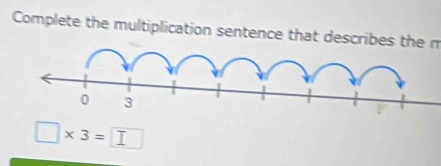 Complete the multiplication sentence that describes the m
□ * 3=□