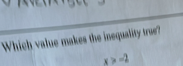 Which value makes the inequality true?
x>-2