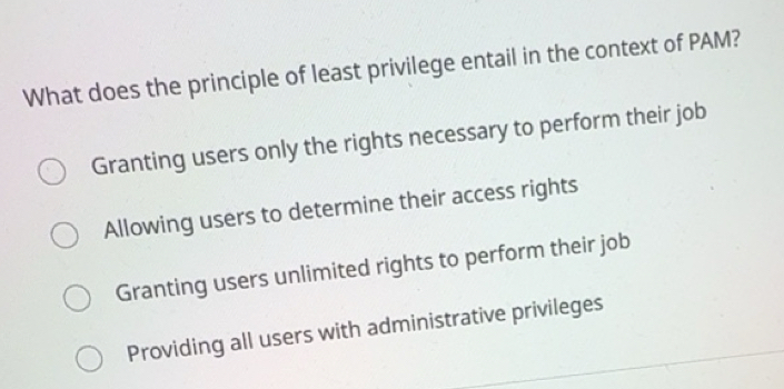 Solved: What does the principle of least privilege entail in the ...