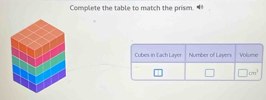 Complete the table to match the prism.