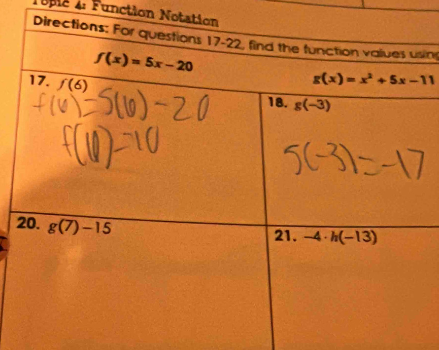 Toplc 4: Function Not
in