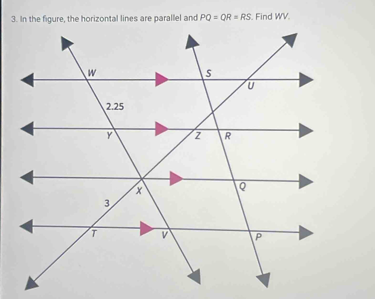 PQ=QR=RS. Find WV.