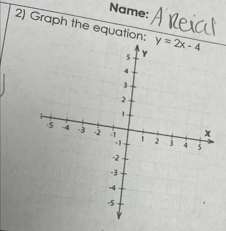 Name:
2) Graph the equation: