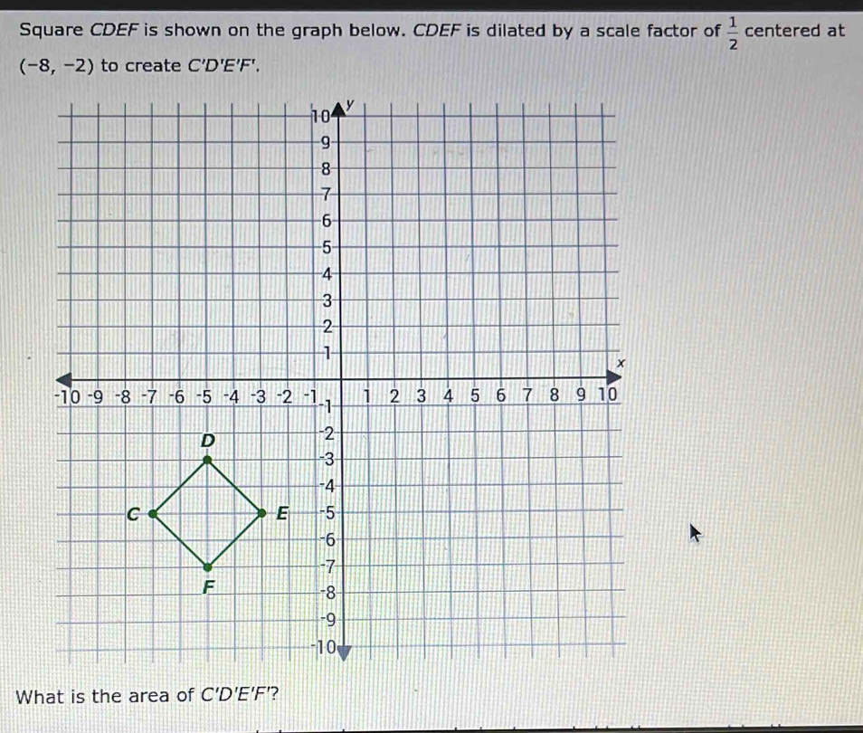 Solved: Square CDEF is shown on the graph below. CDEF is dilated by a ...