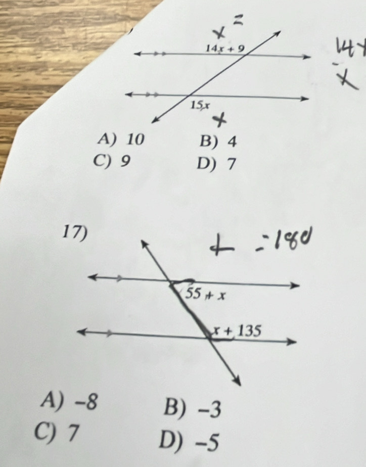 A) 10 B) 4
C) 9 D) 7
A) -8 B) -3
C) 7
D) -5