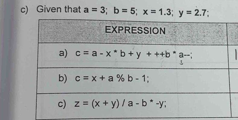 Given that a=3;b=5;x=1.3;y=2.7;