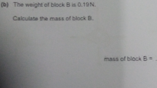 Solved: The weight of block B is 0.19N. Calculate the mass of block B ...