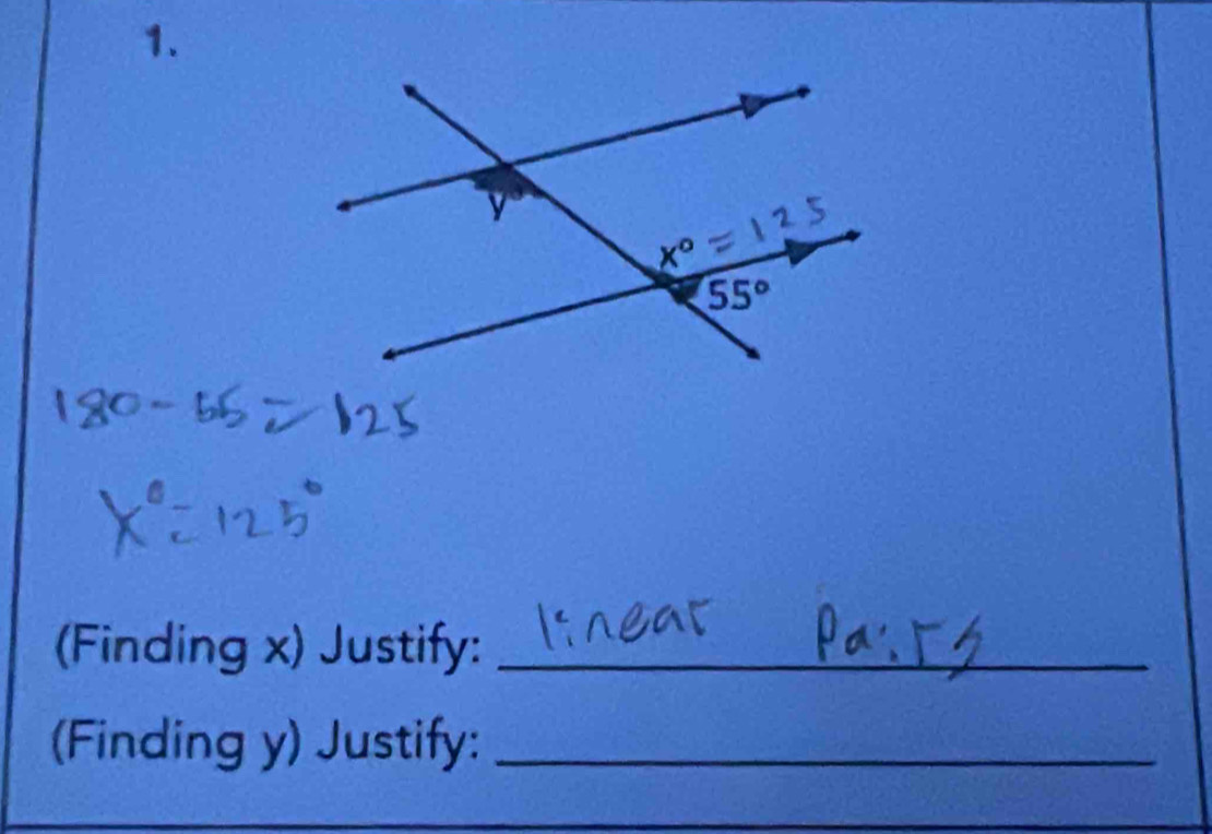 (Finding x) Justify:_
(Finding y) Justify:_