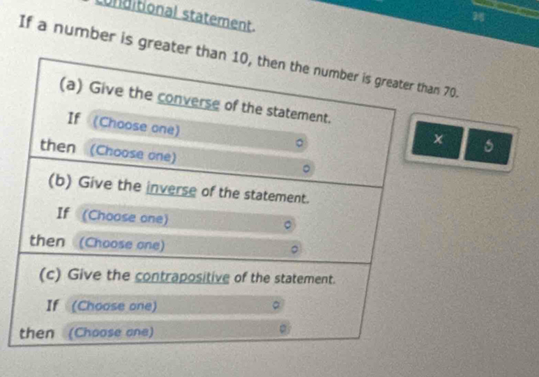 unditional statement. 
If a number is greater70.