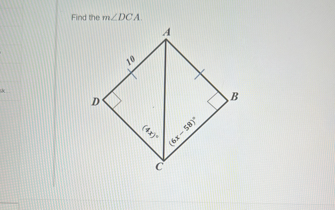 Find the m∠ DCA.
sk.