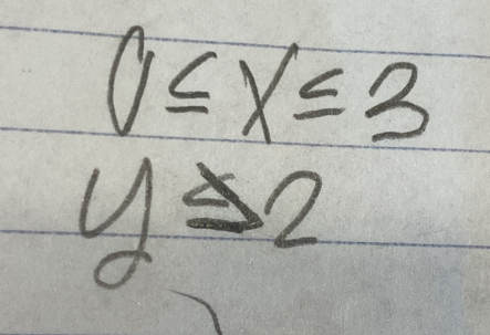 0≤ x≤ 3
y≤ 2