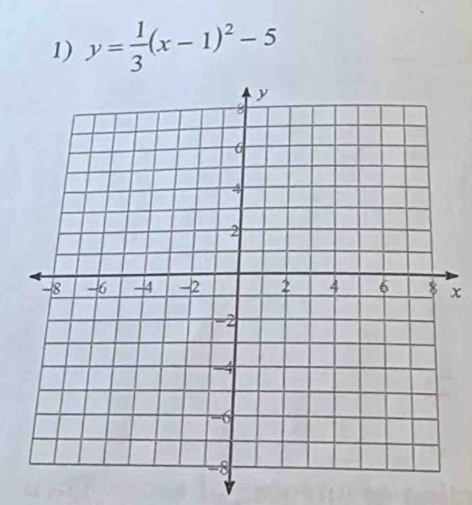 y= 1/3 (x-1)^2-5
x