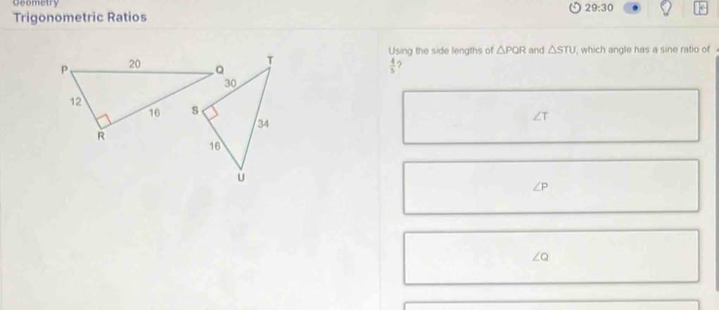 Solved: Geometry 29:30 Trigonometric Ratios Using the side lengths of ...