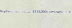 Replacement value: $538,500; coverage: 90%