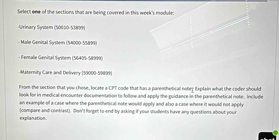 Solved: Select one of the sections that are being covered in this week ...