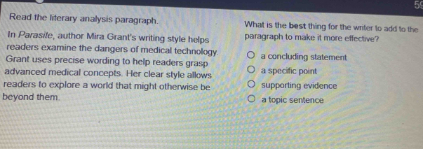 Solved: Read the literary analysis paragraph. What is the best thing ...