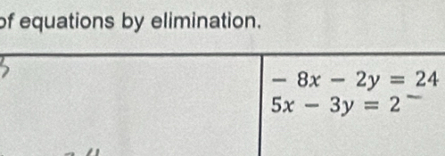 of equations by elimination.