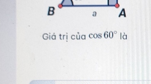 Giá trị của cos 60° là