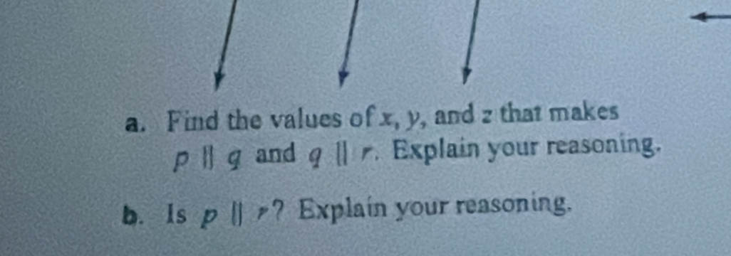 Solved: Find the values of x, y, and z that makes pparallel q and ...