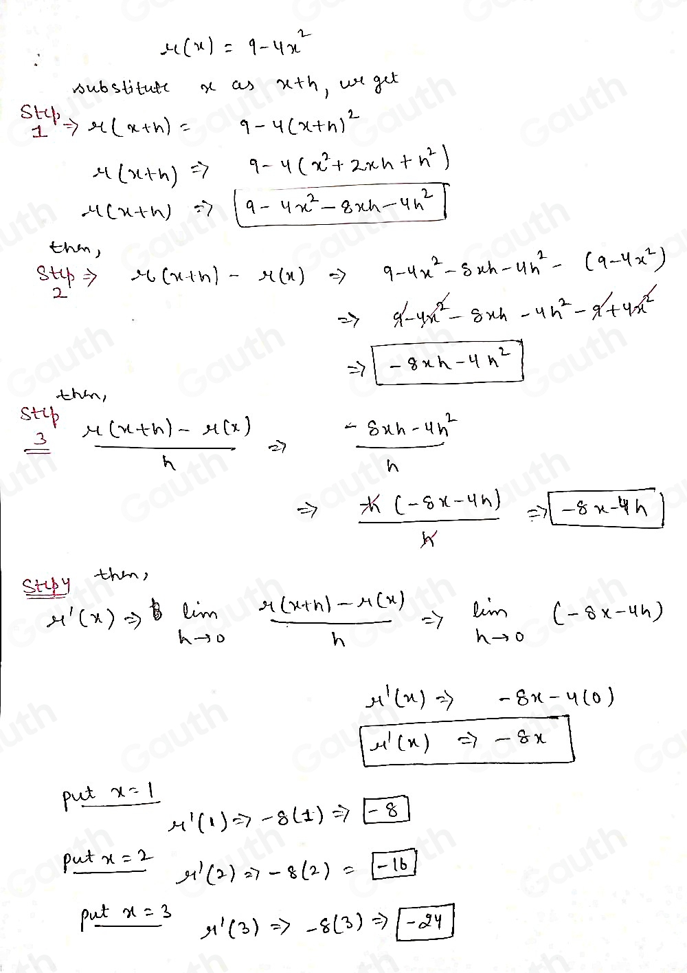 Solved: Use the four-step process to find r'(x) and then find r'(1), r ...