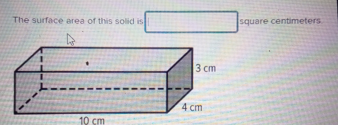 The surface area of this solid is square centimeters.