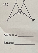 △ STU≌ △
Reason: 
_