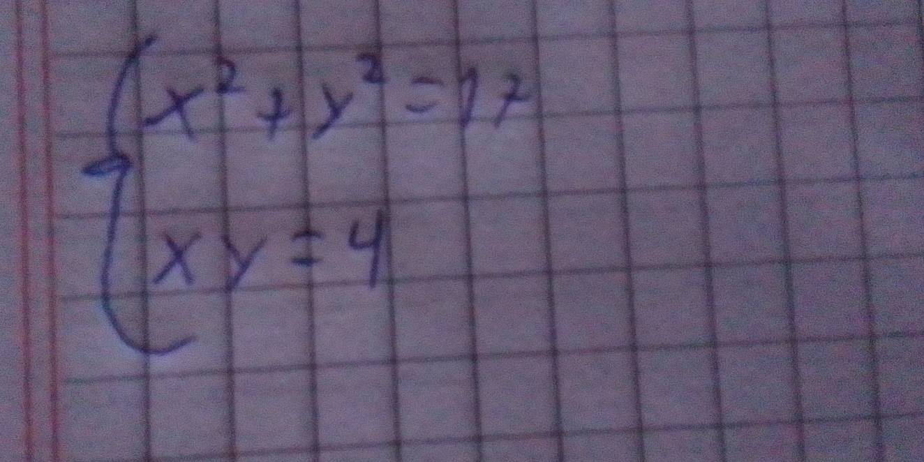 beginarrayl x^2+y^2=12 xy=4endarray.