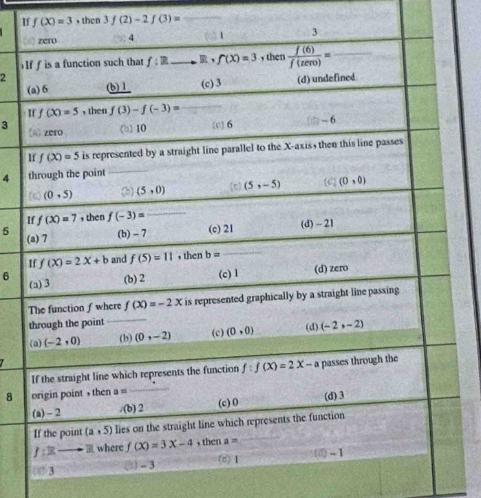 If f(X)=3 , then 3f(2)-2f(3)= _
I
2
3 
4 
5
6
8