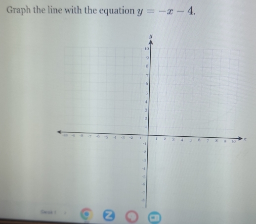 Graph the line with the equation y=-x-4. 
De 
a