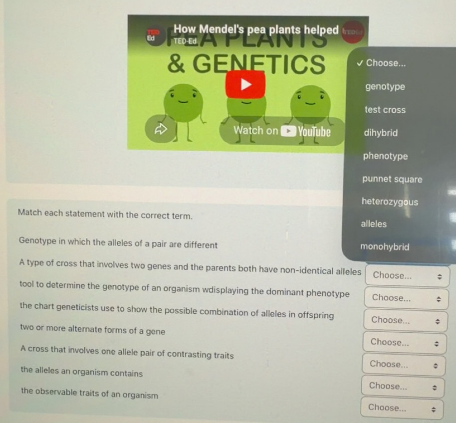 Solved: How Mendel's pea plants helped TED-Ed PLAN & GENETICS Choose ...
