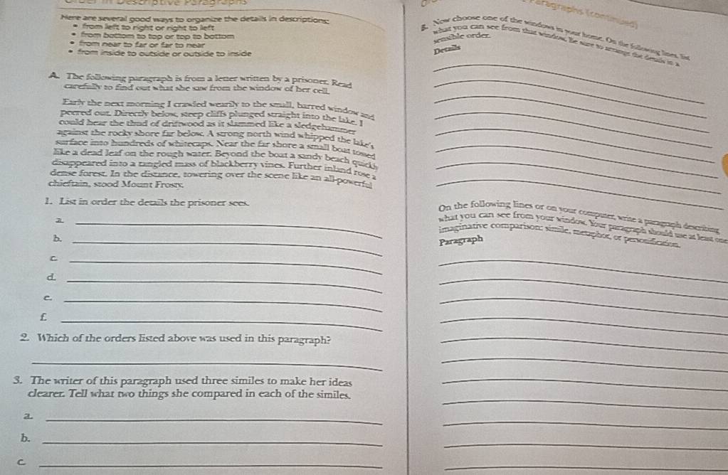 Solved: Paragraphs (rontimued) Here are several good ways to organize ...