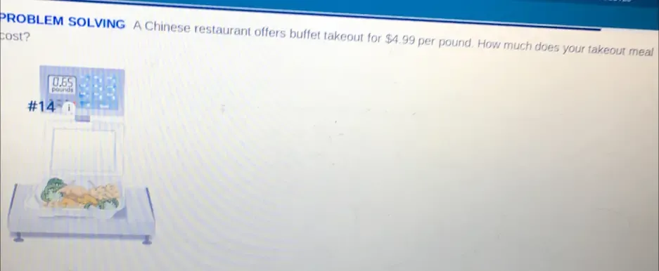 Solved: PROBLEM SOLVING A Chinese restaurant offers buffet takeout for ...