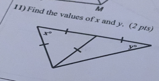 Find the values of x and y. (2 pts)