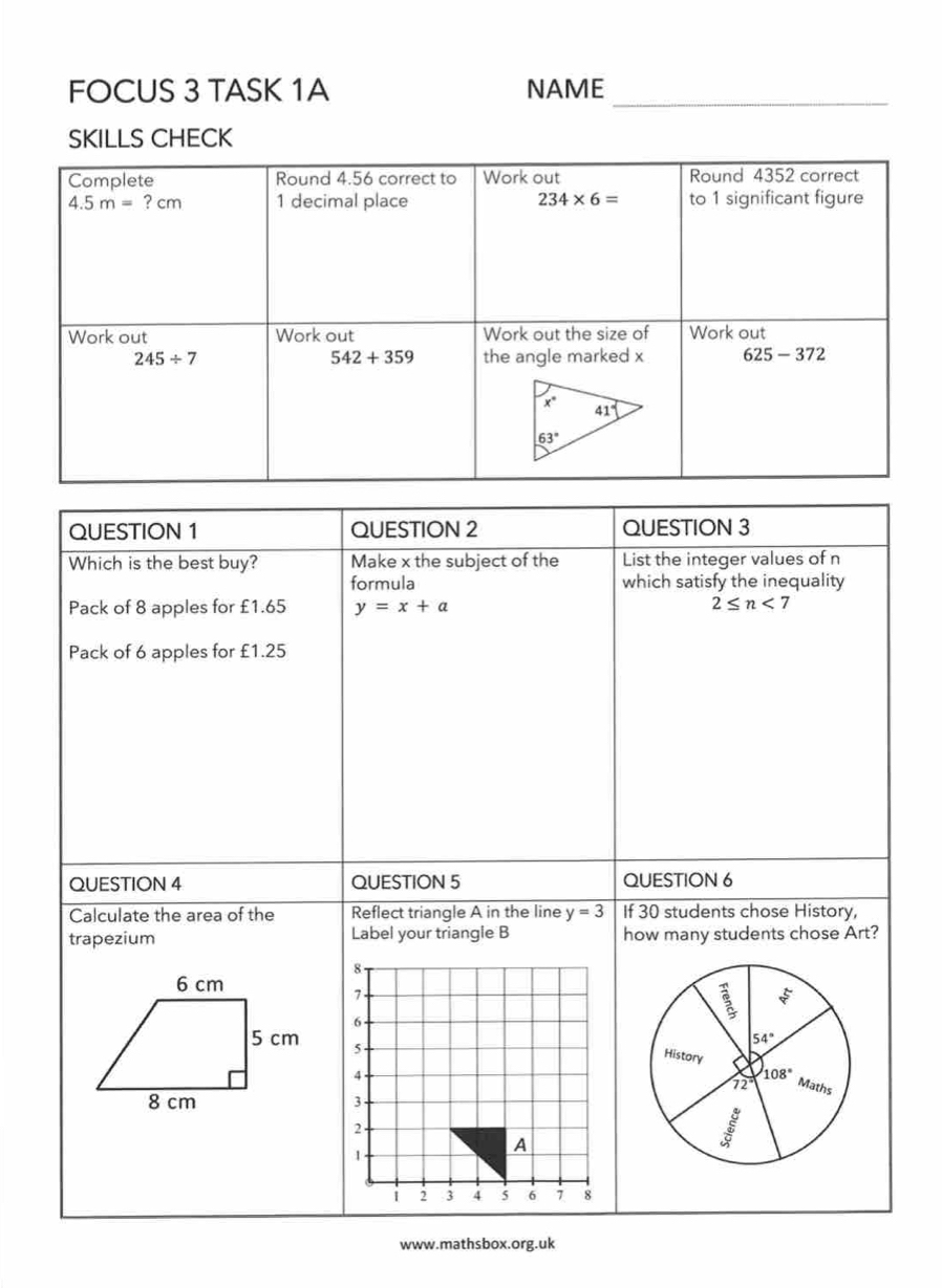 FOCUS 3 TASK 1A NAME_
SKILLS CHECK