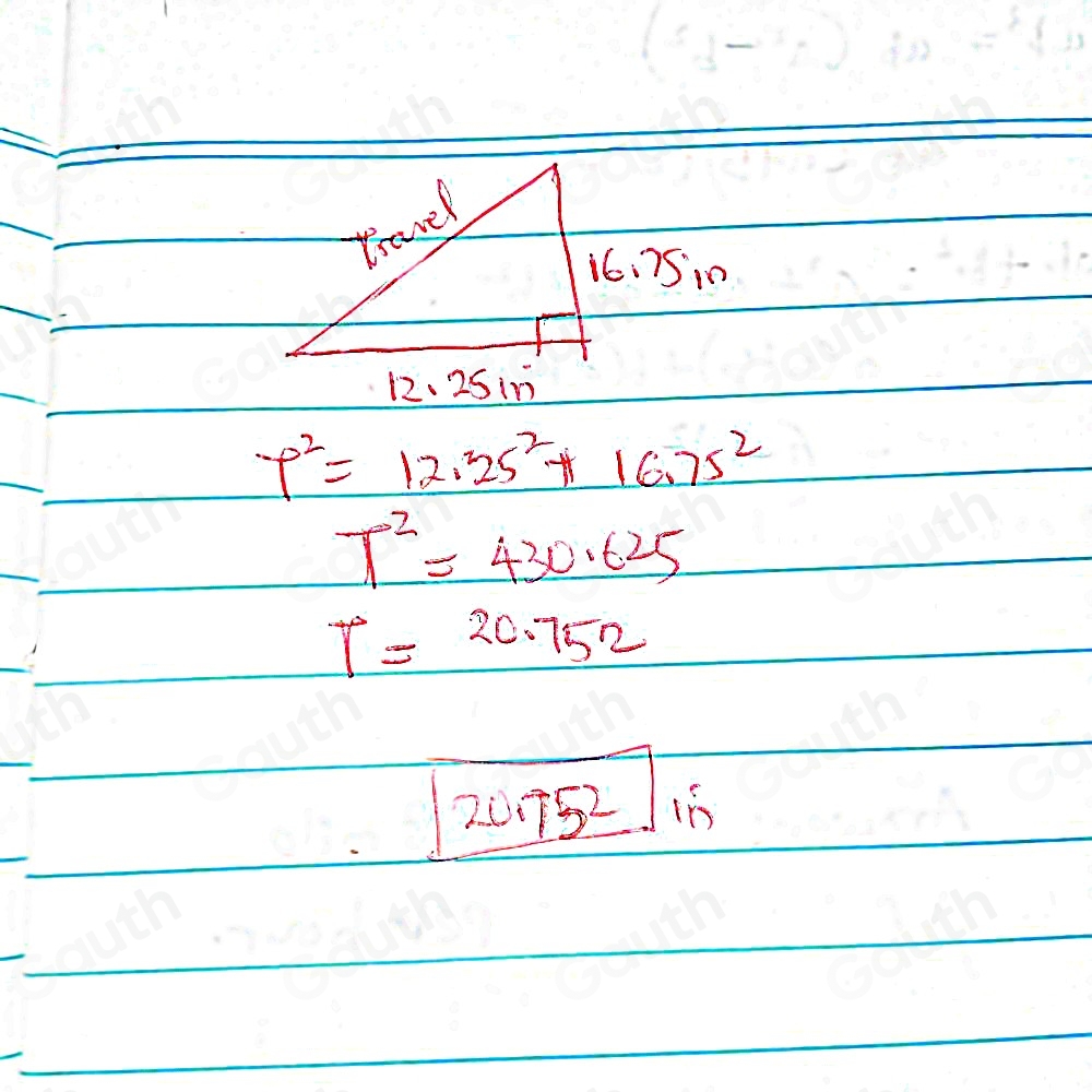 Solved: Plumbers use the Pythagorean theorem to calculate pipe length ...