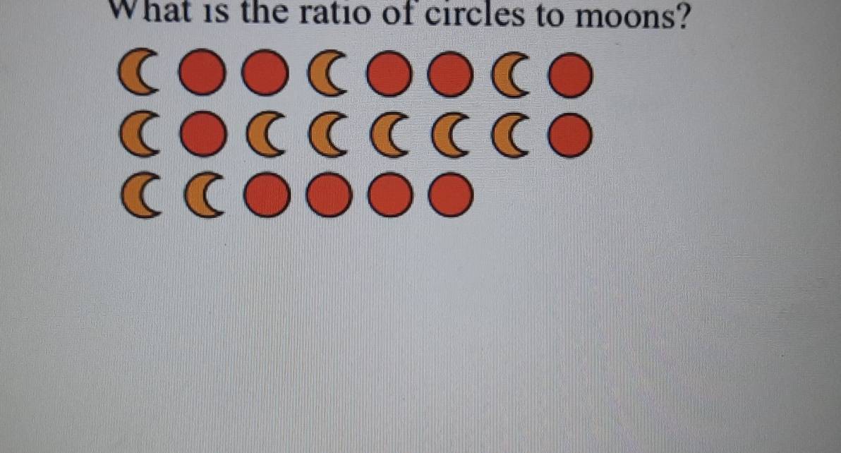 What is the ratio of circles to moons? 
(●●(●●(● 
(●(((((● 
((●●●●