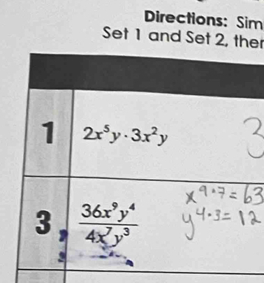 Directions: Sim
Set 1 and Set 2, ther