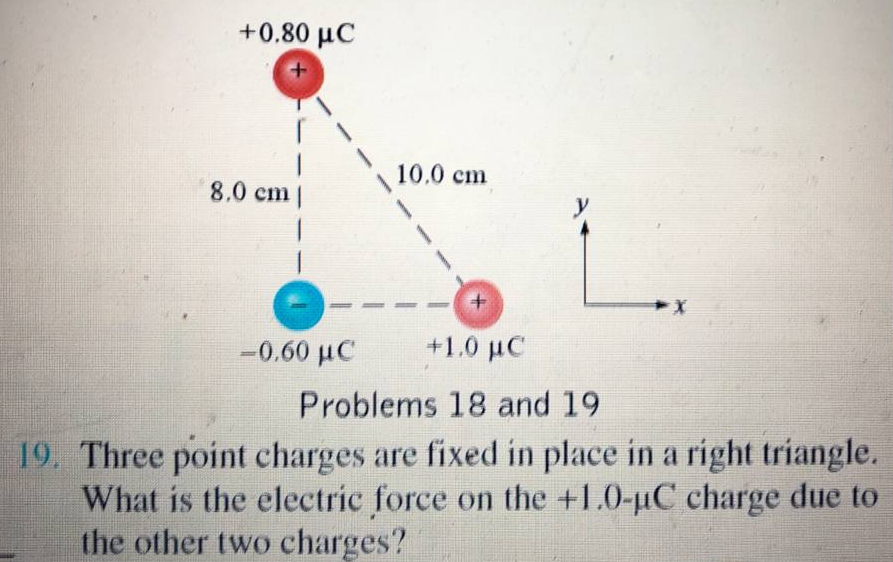 Solved: Problems 18 and 19 19. Three point charges are fixed in place ...