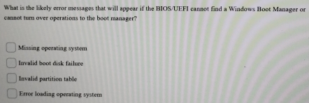 Solved: What is the likely error messages that will appear if the BIOS ...