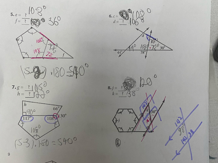 c=
5. e= _? d= _
f=
7. g=
_
8. j= _
_
_
h=
k=
h
66°
38°
A 30°
117° 108°
9