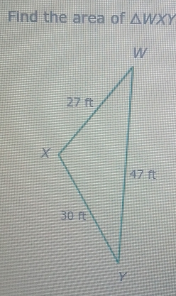 Find the area of △ WXY