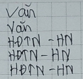 vain 
Vain 
HOTN - HW 
HDTN- HN 
HOIN- HN