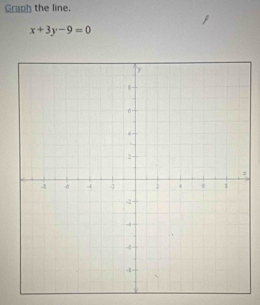 Graph the line.
x+3y-9=0