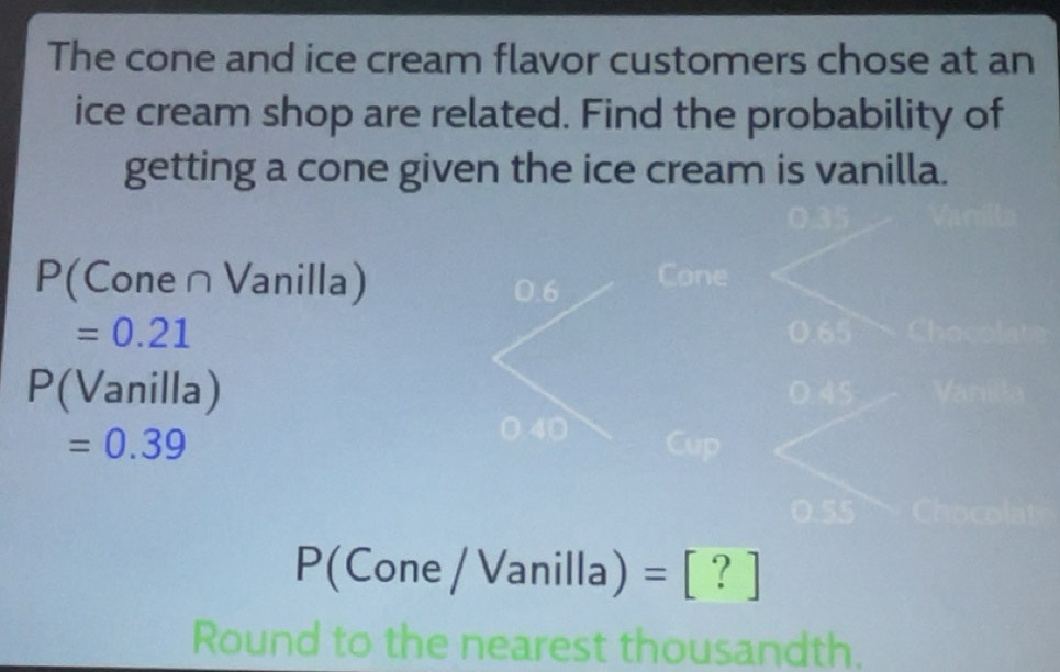 Solved: The cone and ice cream flavor customers chose at an ice cream ...