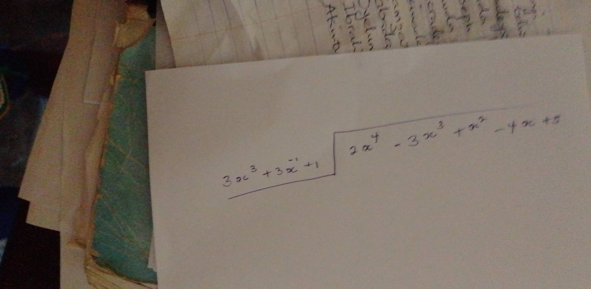 3x^3+3x^(-1)+1sqrt(2x^4-3x^3+x^2-4x+5)