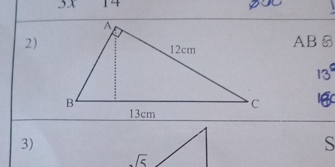 3x 14
2)AB ≌
3)
S