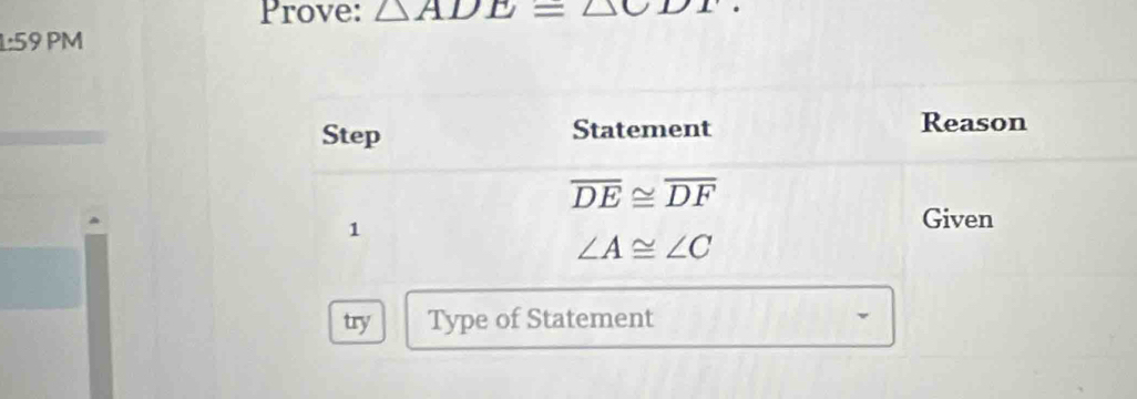 Prove: △ ADE=△ C1
1:59 PM